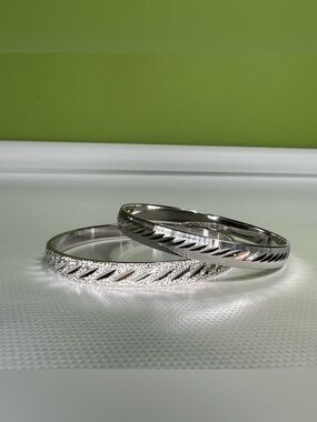 Monet two pc silver tone bangle bracelets